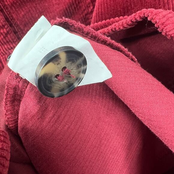 Zara Corduroy Button Down Long Sleeve Shirt Dress Red Blogger Fave Size Small - Picture 4 of 9